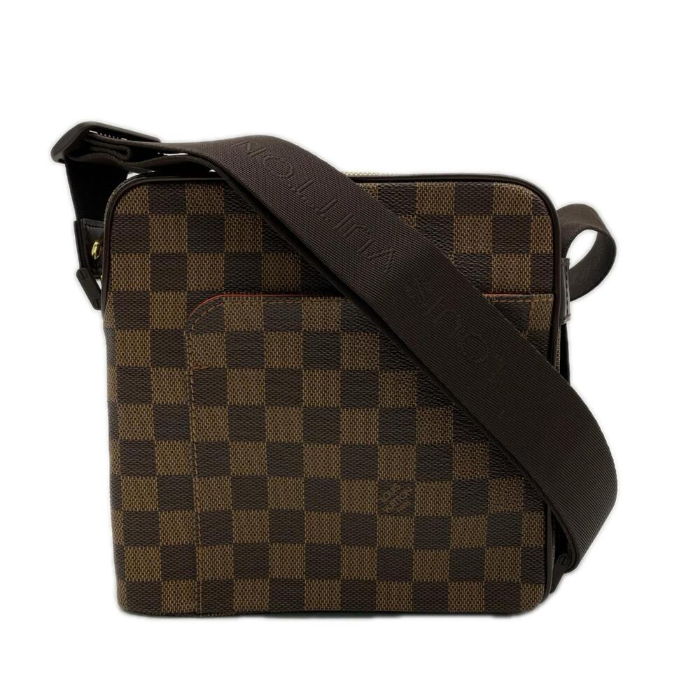LOUIS VUITTON Damier Olaf PM N41442 Shoulder Bag Brown Beige Leather Men's